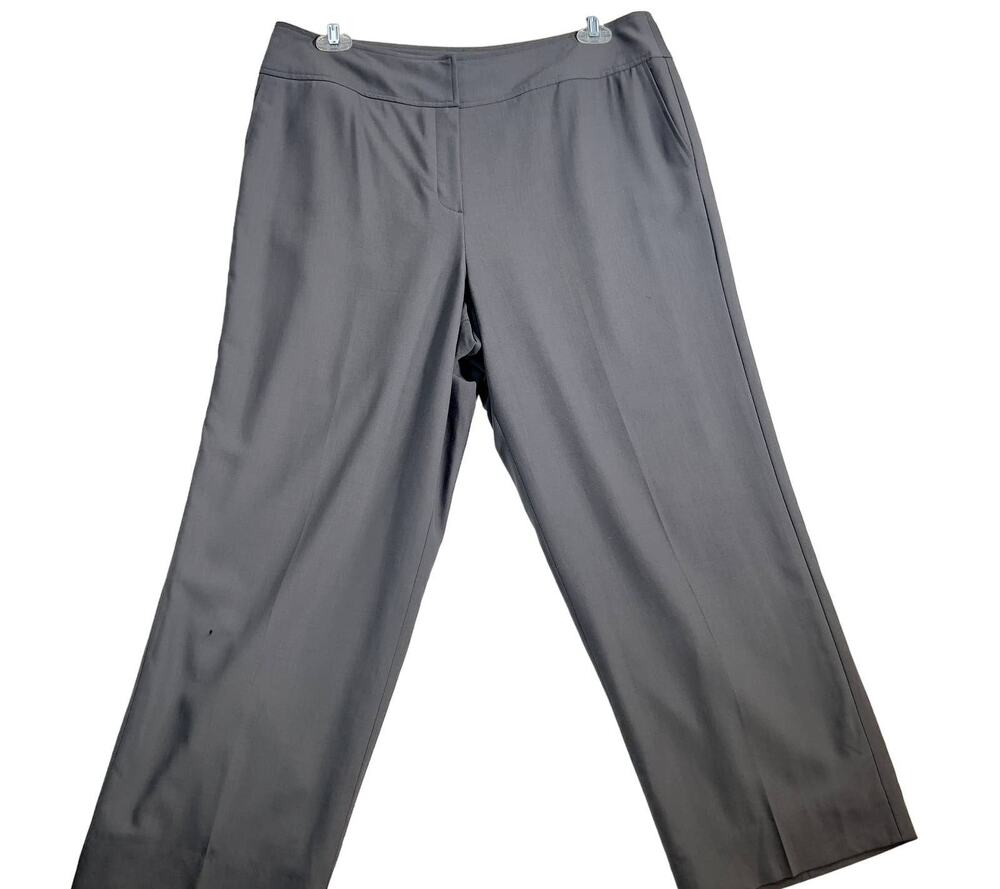 Talbots Pull On Pants Woman 16 Italian Wool Grey Pockets Made in Japan Zip Hook